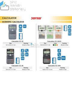 Gambar Kalkulator Scientific Ilmiah Matematika Fisika Aritmetika Joyko Calculator CC-23CO (Black,Green,Orange) merek Joyko