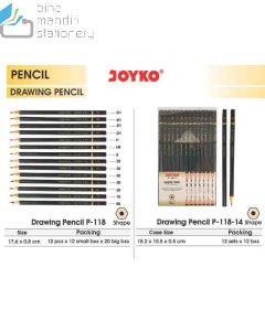 Contoh Joyko Drawing Pencil P-118 (HB,B,2B,3B,4B,5B,6B,7B,8B) Pensil Tulis dan Gambar merek Joyko