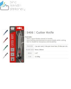 Foto alat tulis Kantor merk SDI terlaris type SDI 5406 Cutter Knife Blister Packs (A-300) Auto Lock Kater Kecil