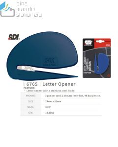 Gambar peralatan sekolah SDI 6765 Letter Opener Blister Packs Pembuka Amplop Surat dan aneka katalog SDI grosir