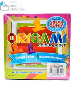 Contoh Kertas Seni Lipat Warna Sinar Dunia KS 100 K Origami 12cm x 12 cm merek Sinar Dunia