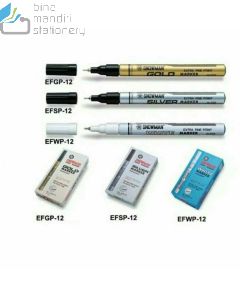 Katalog brosur gambar perlengkapan Spidol Paint Marker contoh Snowman EFSP Extra Fine Point Silver Marker Spidol Tinta Perak Permanent