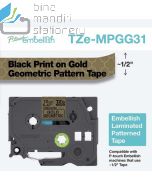 e-catalogue image atk Brother TZE-MPGG31 Black on Gold Geomteric Pattern 12mm P-touch Tape